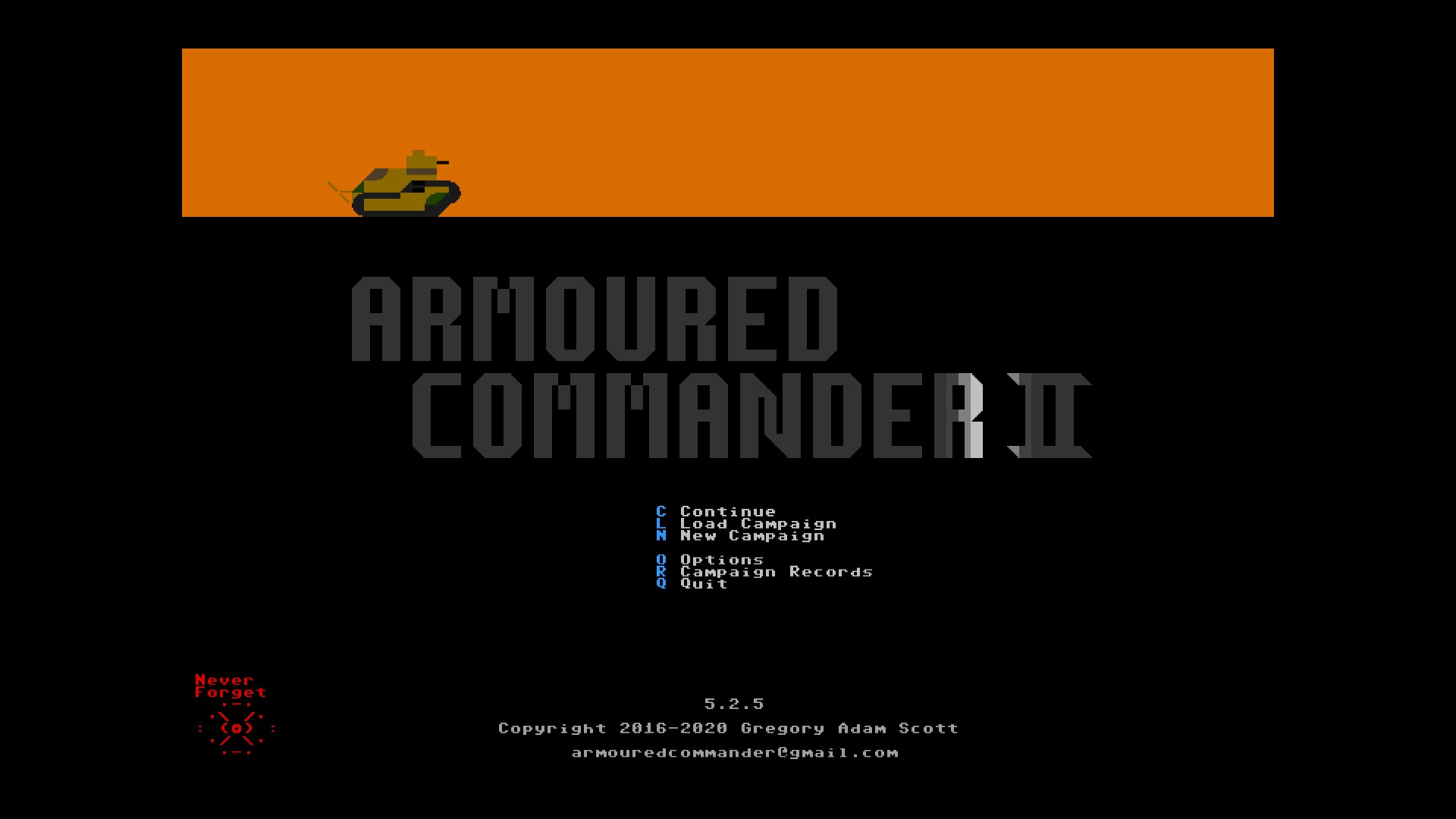 Armoured Commander 2 main menu screenshot