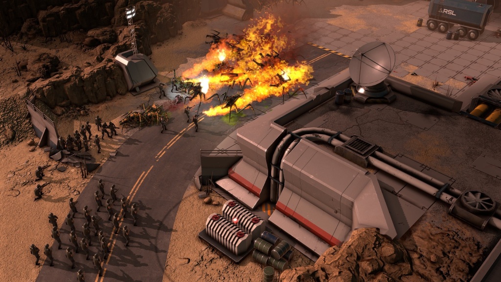 Starship Troopers Terran Command screenshot of flamethrowers