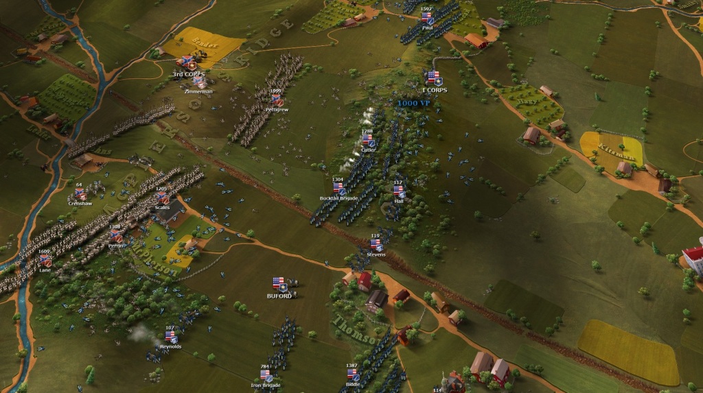 Ultimate General Gettysburg screenshot of the first moments of the battle