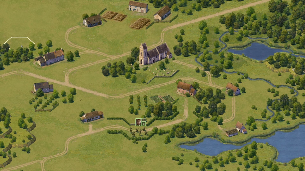 Burden of Command Screenshot of the battlefield in a french village