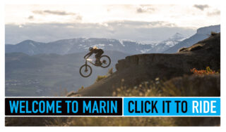 Marin Click It To Ride banner, with a mountain bike rider.