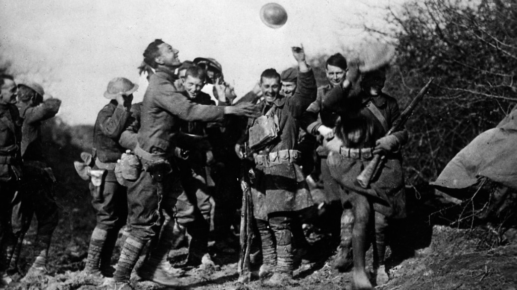 End of World War 1 picture of soldiers celebrating the armistice