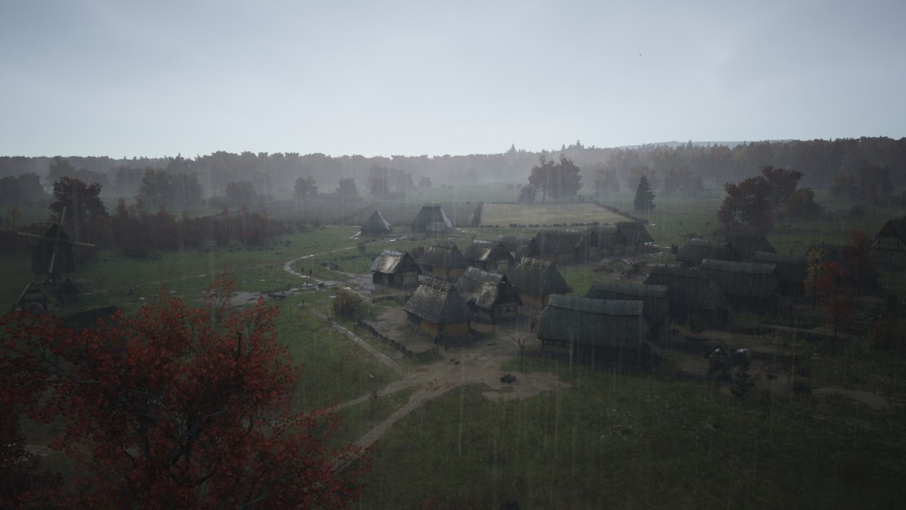 Manor Lords screenshot of a medieval village