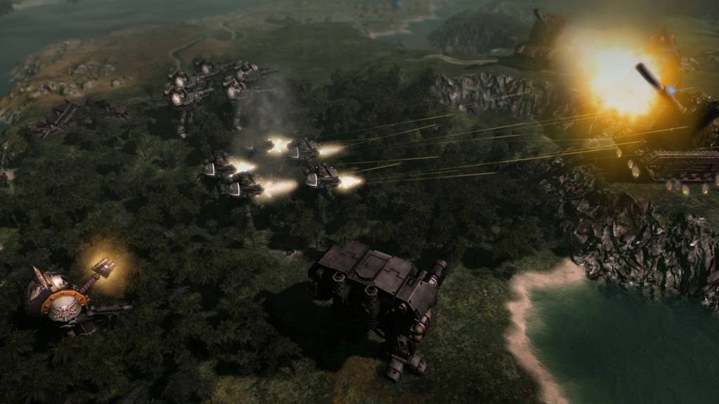 Relics of War screenshot of titans firing at other units on the map