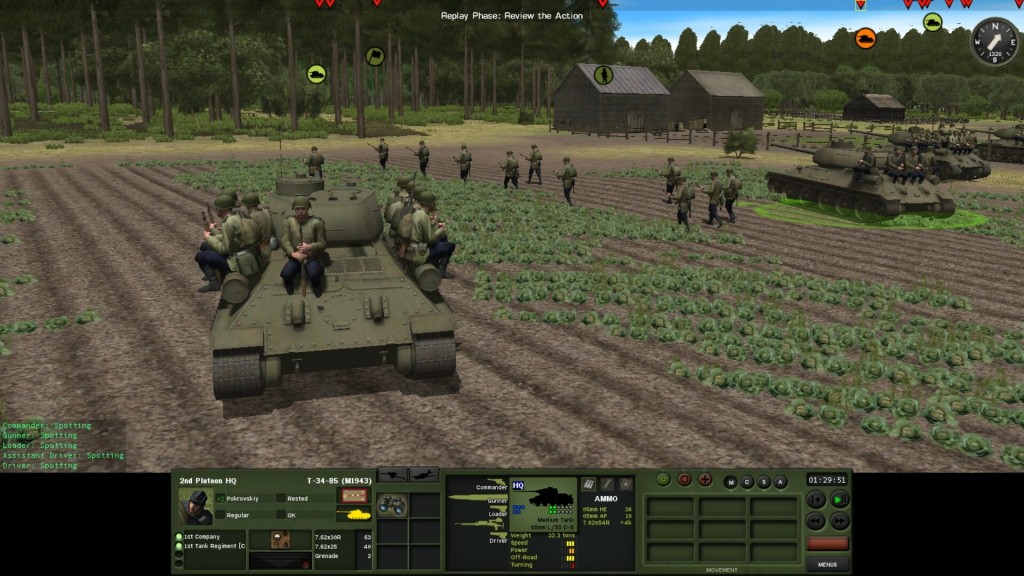 Combat Mission: Red Thunder screenshot of a t-34 tank with soviet soldiers riding on top