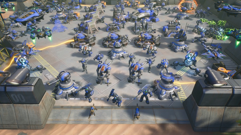 Stormgate RTS screenshot of several units lining up at their base