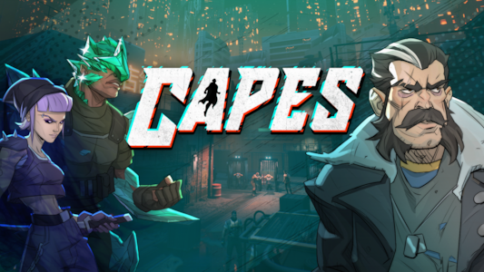 Capes Video Game With Super Heroes Header with three of the main characters