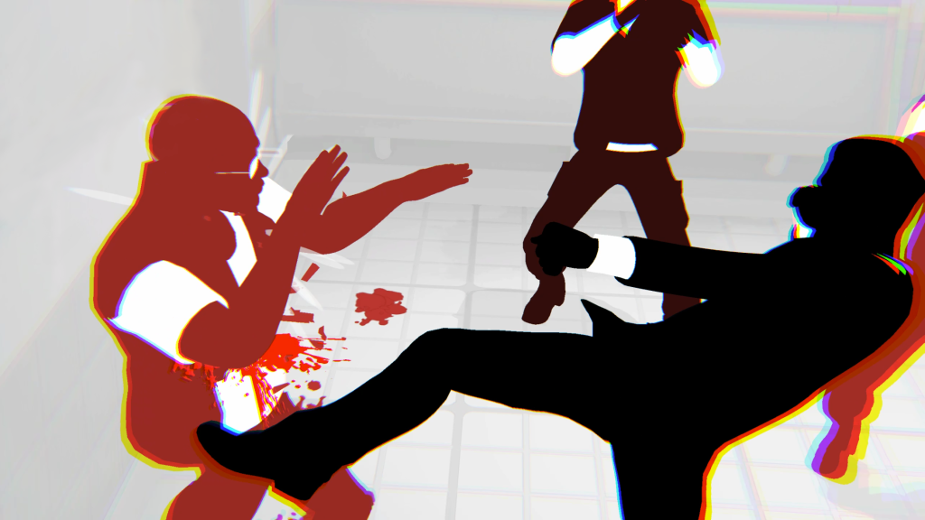 Fights in Tight Spaces screenshot of the agent kicking an enemy